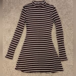 Forever 21 Ribbed Knit Striped Turtleneck Mini Dress Size M